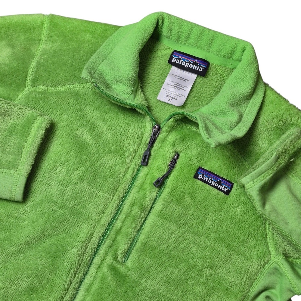 Patagonia Women's XS Polartec Green Full Zip Fleece Jacket Hiking Ski Layer Warm